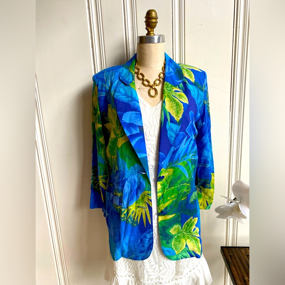 Vtg 90's Melrose Floral Rayon Blazer size 4
